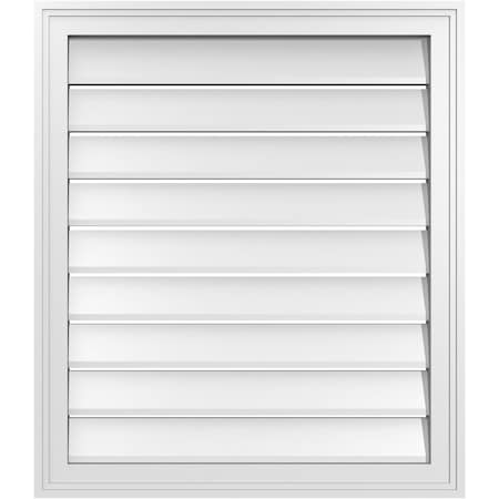 Ekena Millwork Vertical Surface Mount PVC Gable Vent: Functional, w/ 2"W x 1-1/2"P Brickmould Frame, 26"W x 30"H GVPVE26X3002SF